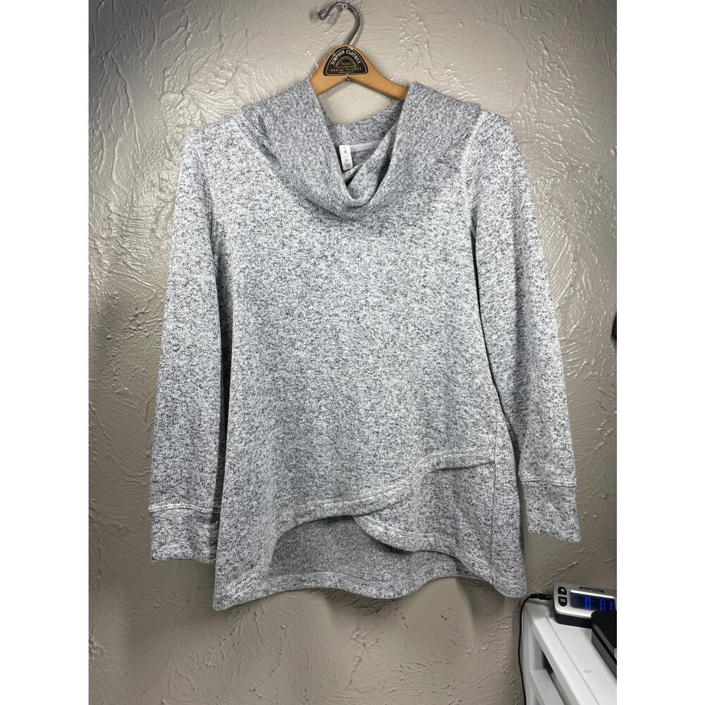 IDEOLOGY Women's Plus Gray White Heather Cowl Neck Pullover‎ Top Sweater.Size 1X